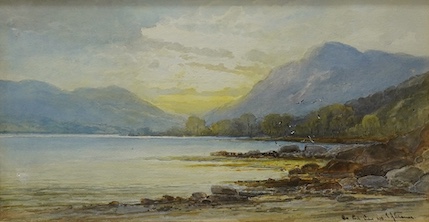 Emil Krause (1871-1945), watercolour, Loch Etive, 16 x 30cm. Condition - fair to good